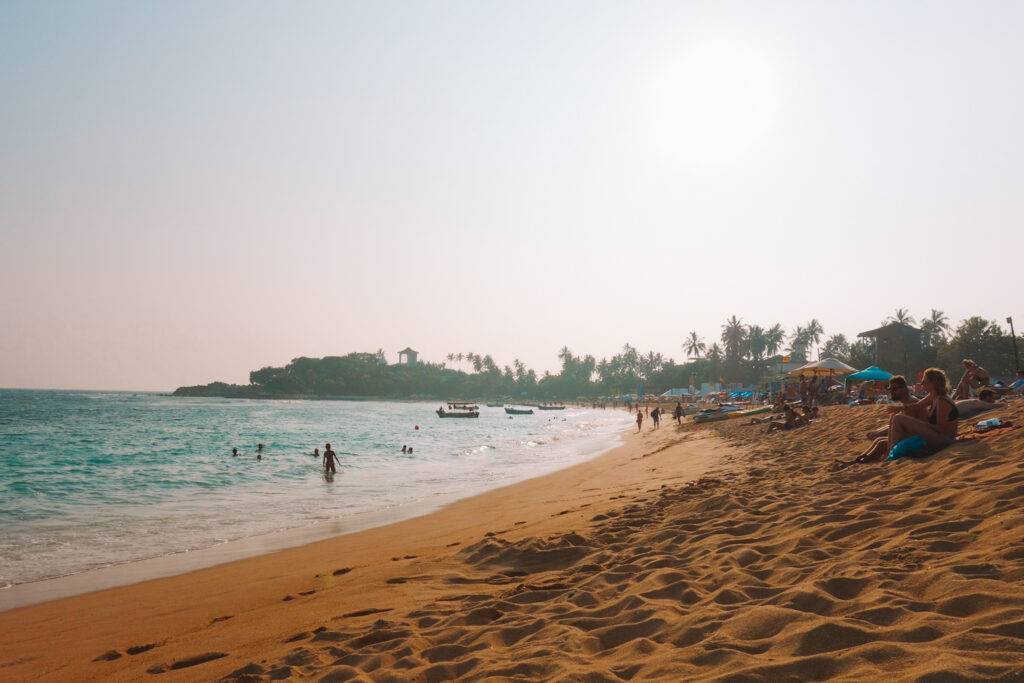 Unawatuna beach at sunset, Sri Lanka