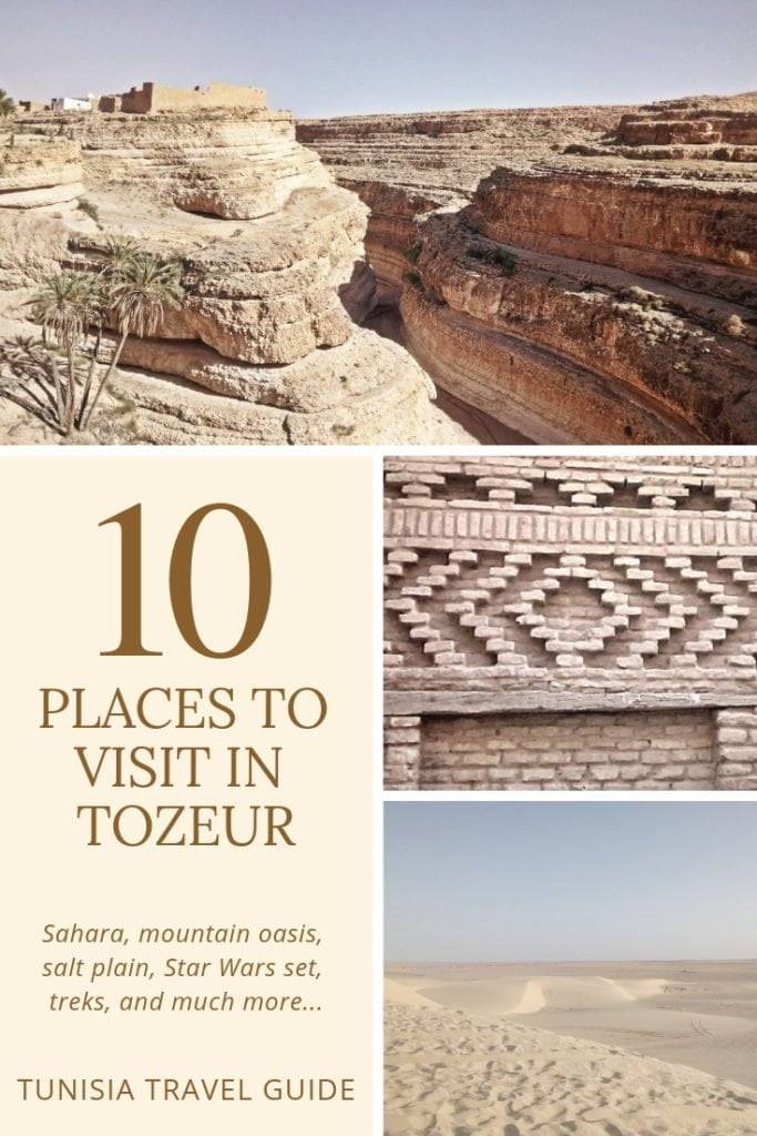 Discover 10 amazing places in Tozeur, Tunisia. From trekking to mountain oasis, to exploring Star Wars sets in the Sahara, this guide got you covered. #adventure #travel #africa #sahara #mountain