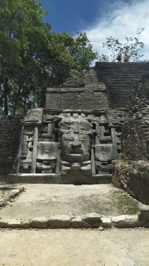 The mask temple, maya pyramids, Lamanai ruins, Belize
