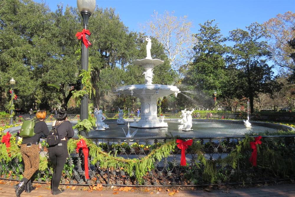 Forsyth Park Fountain At Christmas, Savannah, Georgia