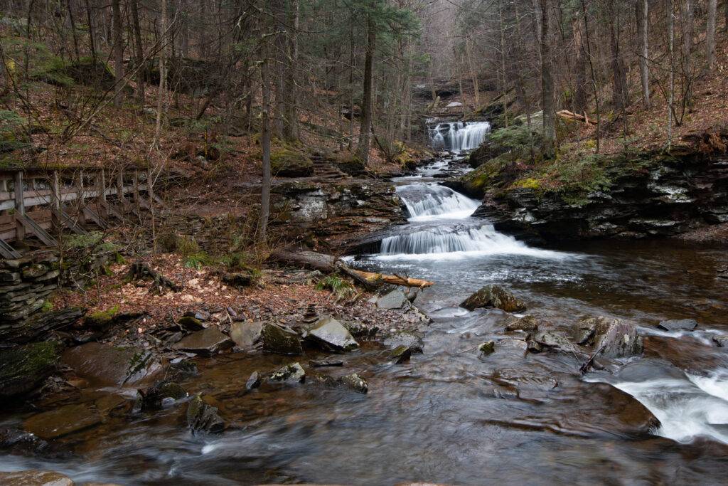 Waters Meet on the Ricketts Glen Falls Trail in spring, PA