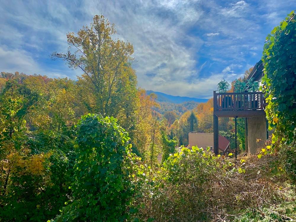 gatlinburg cabin view in the fall