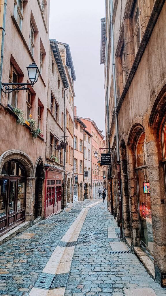 Small paved street in Vieux Lyon