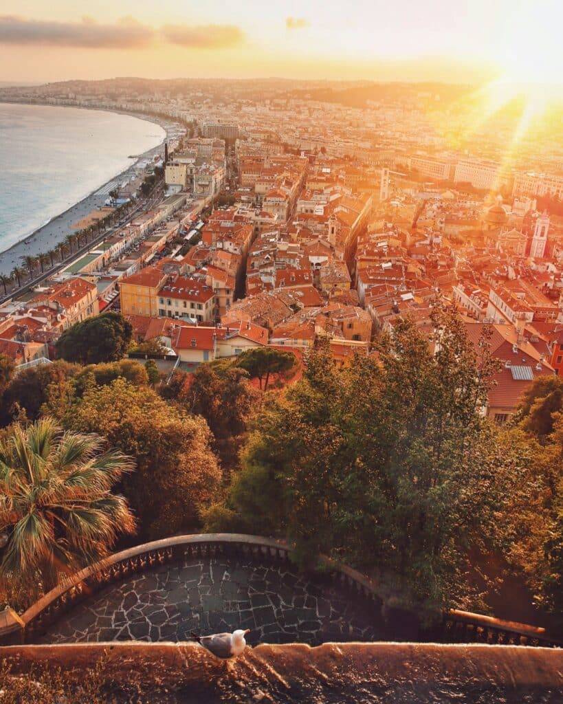 Sunset over Nice, view from Castle Hill