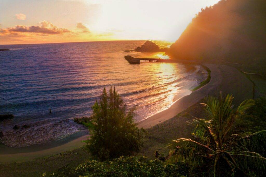 Sunrise at Hana in Maui on the beach