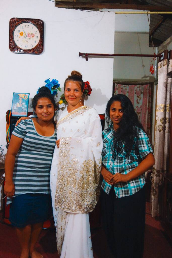 Me at my guesthouse wearing a saree