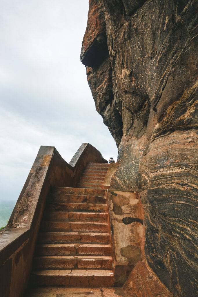 Stairs on the way to the top of Sigiriya Fortress, Sri Lanka